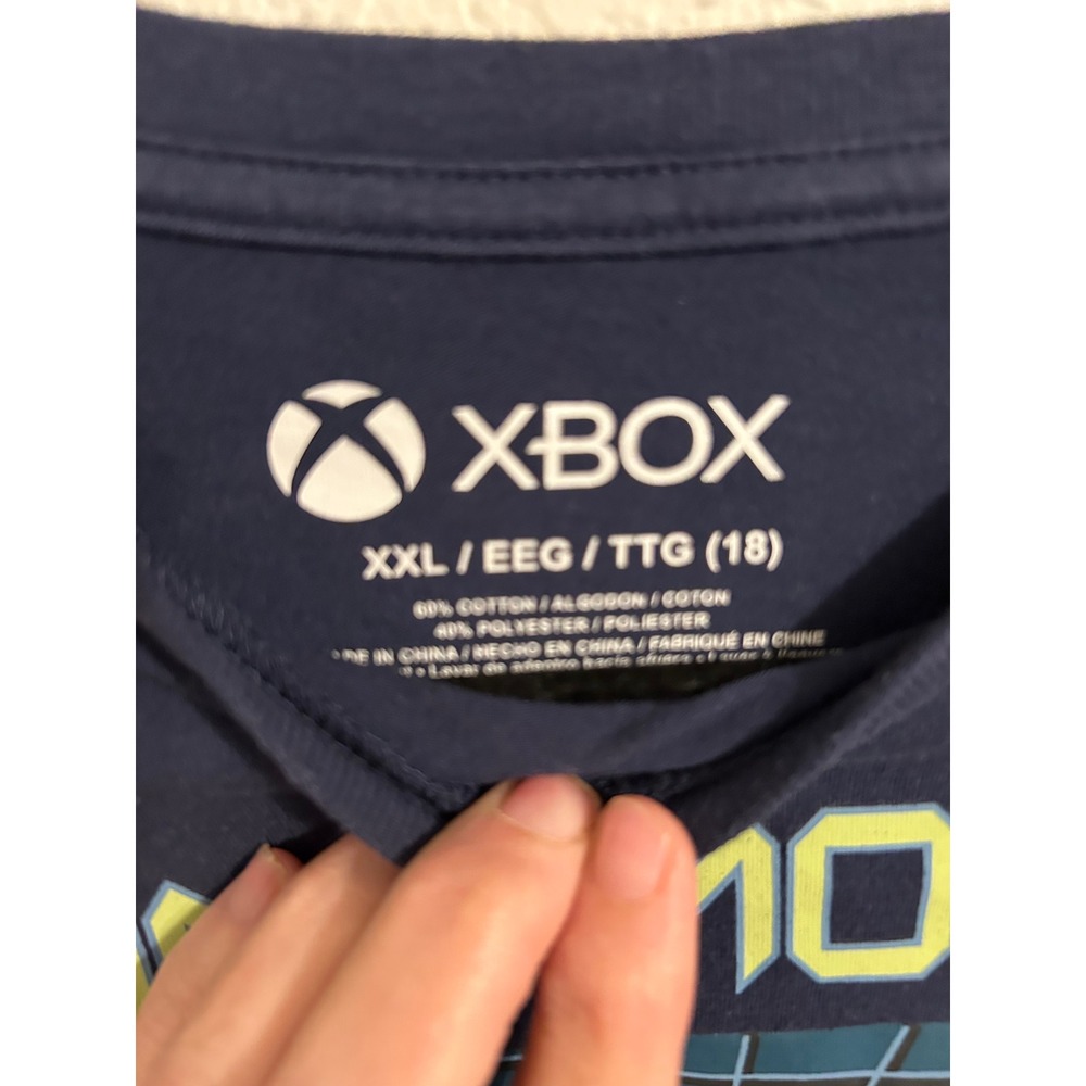 Xbox Boys Game Mode On Graphic Tee Navy Blue Short Sleeve Shirt Size XXL 18 - Picture 2 of 2